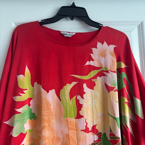 Bellmod Women’s Red Asian Inspired 100% Silk Kaftan - Picture 3 of 15